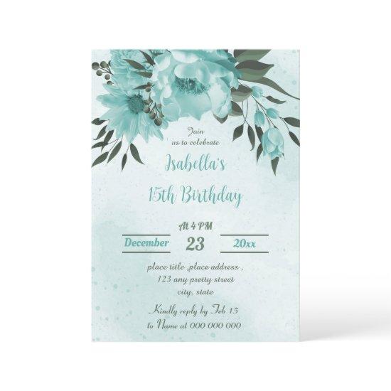 blue flowers greenery botanical birthday