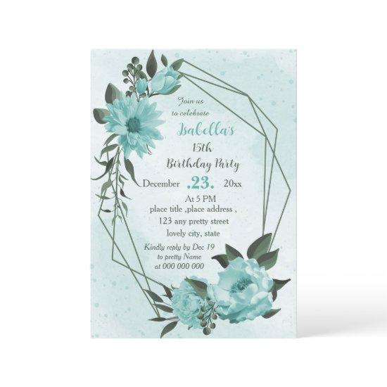 blue flowers greenery botanical birthday