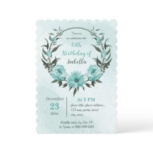 blue flowers greenery botanical birthday
