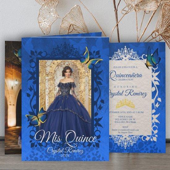 Blue Folded Quinceanera Butterfly