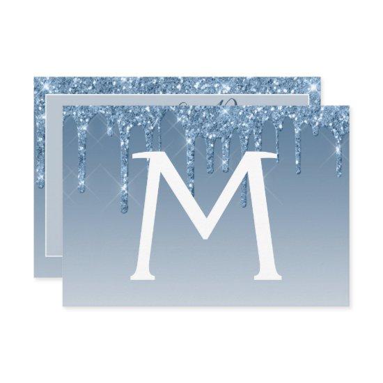 Blue Glitter Quinceanera Save the Date
