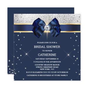 Blue glitter silver gold ribbon bow sparkle glam