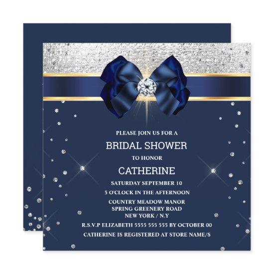 Blue glitter silver gold ribbon bow sparkle glam