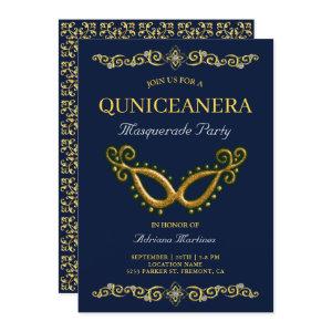 Blue Gold 15th Birthday Masquerade Quinceanera