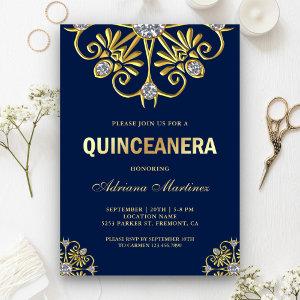 Blue Gold Diamond Mandala Quinceanera