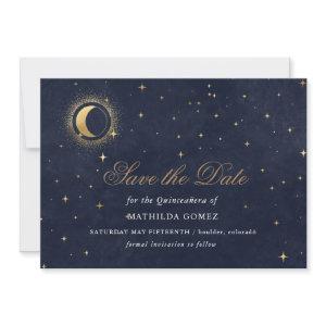 Blue Green Celestial Quinceañera save the date
