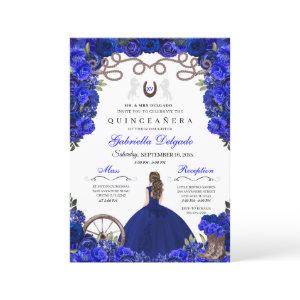 Blue Horseshoe Western Charra Floral Quinceanera