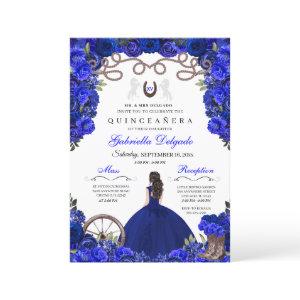 Blue Horseshoe Western Charra Floral Quinceanera