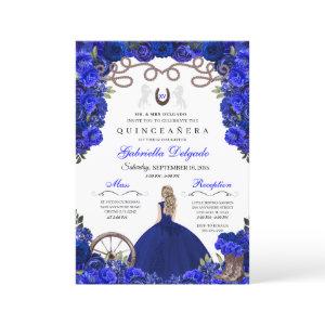 Blue Horseshoe Western Charra Floral Quinceanera