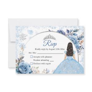 Blue Magical Christmas Snowflake Xv Anos RSVP Card