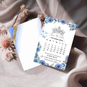Blue Mediterranean calendar nonphoto save the date