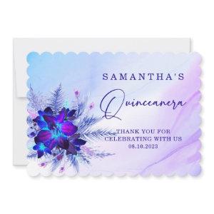 Blue Orchid  Quinceañera Thank You card