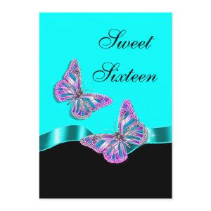 Blue pink black butterfly ribbon