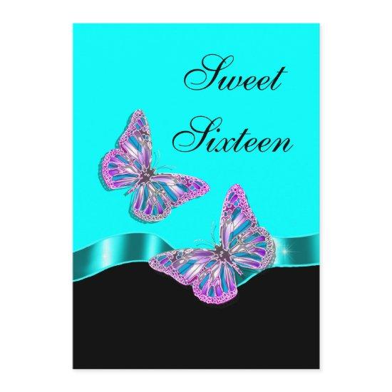 Blue pink black butterfly ribbon