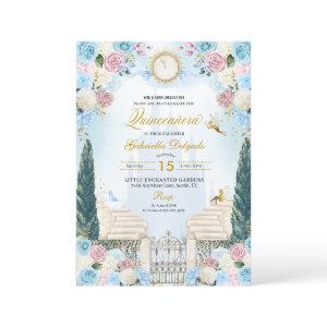 Blue & Pink Cinderella Princess Fairy Quinceanera