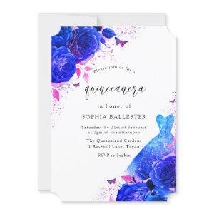 Blue & Pink Sparkle Dress Roses Quinceanera Party