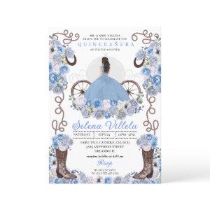 Blue Princess Dress & Boots Quinceañera