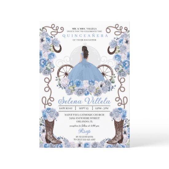 Blue Princess Dress & Boots Quinceañera