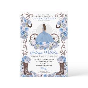 Blue Princess Dress & Boots Quinceañera