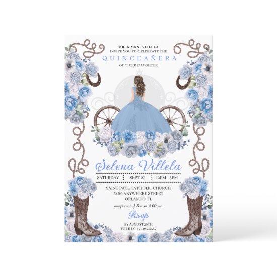 Blue Princess Dress & Boots Quinceañera