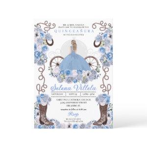 Blue Princess Dress & Boots Quinceañera
