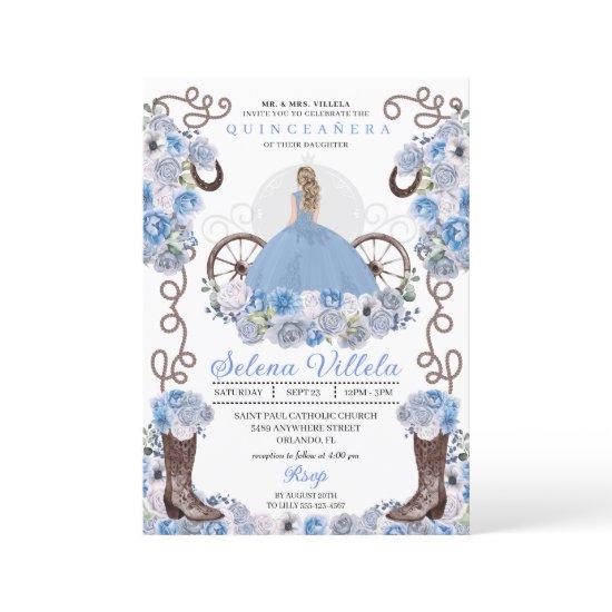 Blue Princess Dress & Boots Quinceañera