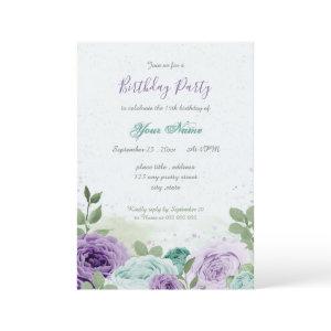 blue purple flowers green leaves birthday
