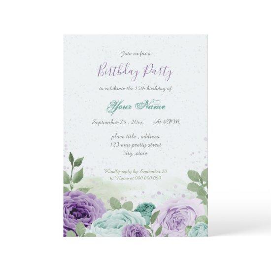 blue purple flowers green leaves birthday