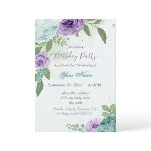 blue purple flowers green leaves birthday