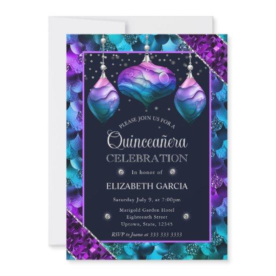 Blue & Purple Ombre Mermaid Ornaments Quinceanera
