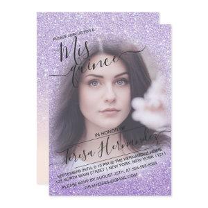 Blue Purple Sparkly Glitter Photo Quinceañera