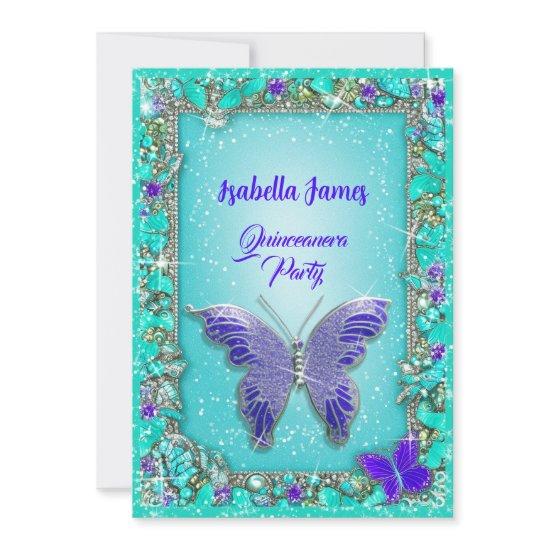blue purple turquoise sparkling jewels Butterflies