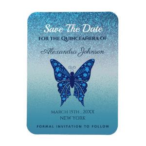Blue Quinceanera Birthday Save The Date Magnet