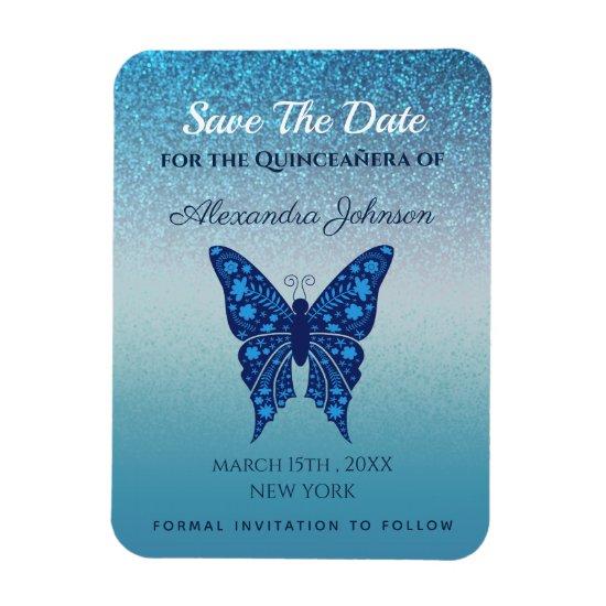 Blue Quinceanera Birthday Save The Date Magnet