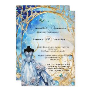 Blue Quinceañera butterfly flowers floral quince