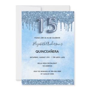 Blue quinceanera glitter elegant luxurious