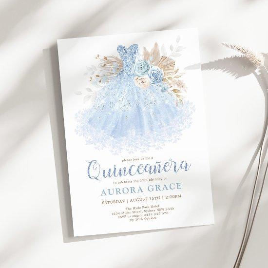 Blue Quinceañera Princess Dress Mis Quince 15 Años