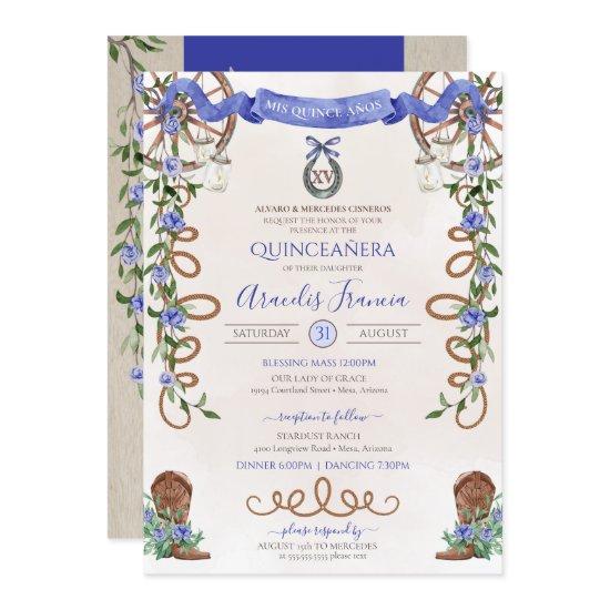Blue Quinceanera Rustic Western Charro