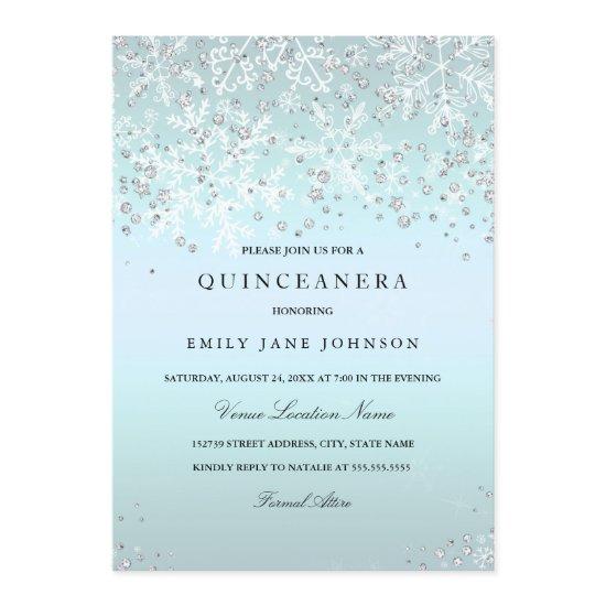 Blue Quinceanera Winter Wonderland Snowflakes
