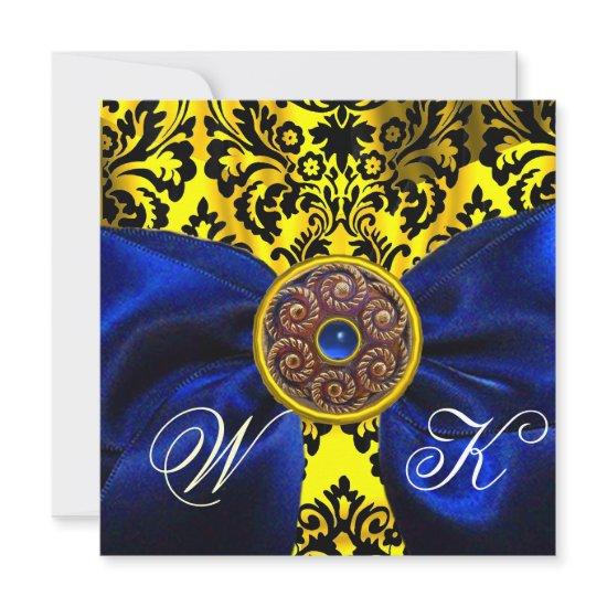 BLUE  RIBBON GOLD YELLOW  BLACK  DAMASK MONOGRAM