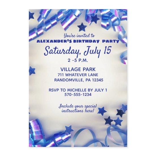 Blue Ribbon & Stars Confetti 15th Birthday Party
