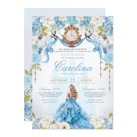 Blue Rose Cinderella Royal Princess Quinceanera