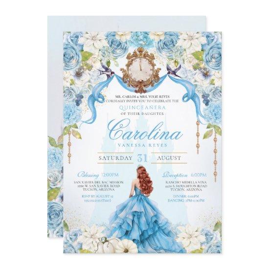 Blue Rose Cinderella Royal Princess Quinceanera