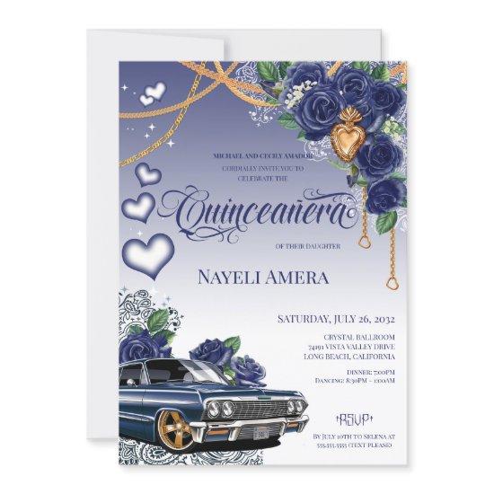 Blue Rose Classic Blue Lowrider Chola Quinceanera