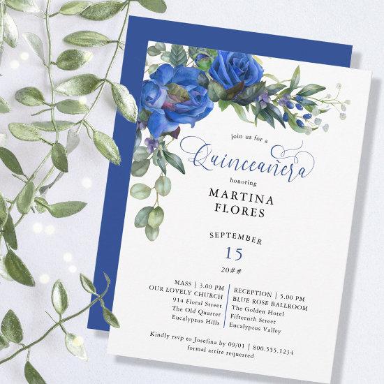 Blue Rose Eucalyptus Elegant Mass and Quinceanera