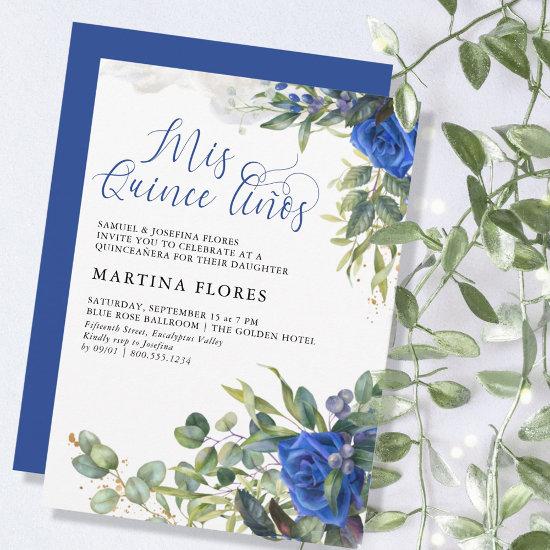 Blue Rose Eucalyptus Mis Quince Anos Quinceanera