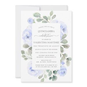 Blue Rose Floral Botanical Quinceanera