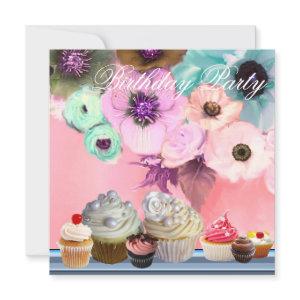 BLUE ROSES ANEMONE FLOWERS AND CUPCAKES Birthday