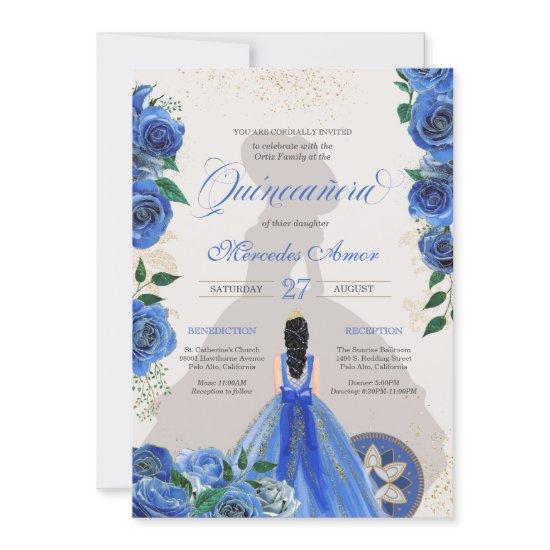Blue Roses Fancy Quinceanera Western Charro Glam