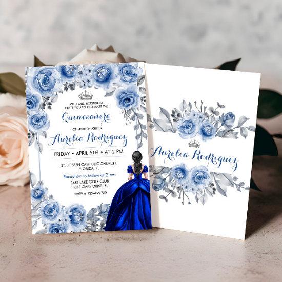 Blue Roses Quinceanera  Quinceanera Card